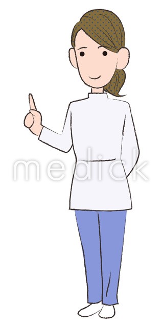 指差す女性作業療法士 理学療法士 左向き のイラスト 医療のイラスト 写真 動画 素材販売サイトのメディック Medick