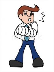 骨折をした男性､驚くのイラスト