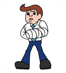 骨折をした男性､怒るのイラスト