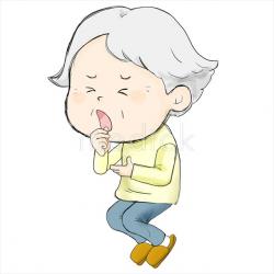 咳き込むおばあさんのイラスト
