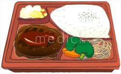 ハンバーグ弁当のイラスト