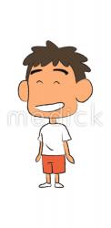 喜ぶ男の子（左向き）のイラスト
