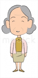 喜ぶ老人女性のイラスト