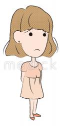 困る成人女性（右向き）のイラスト