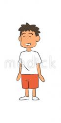 喜ぶ男の子（左向き）のイラスト