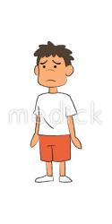 困る男の子（左向き）のイラスト