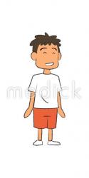 喜ぶ男の子（右向き）のイラスト
