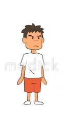 怒る男の子（右向き）のイラスト