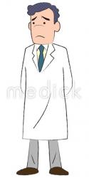困る男性医師（左向き）のイラスト
