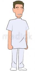 喜ぶ看護師（右向き）のイラスト