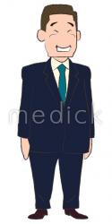 喜ぶ中年男性（右向き）のイラスト