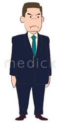 怒る中年男性（右向き）のイラスト