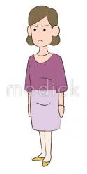 怒る中年女性（左向き）のイラスト