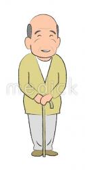 喜ぶ老人男性（右向き）のイラスト