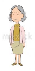 喜ぶ老人女性（左向き）のイラスト