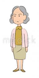 怒る老人女性（左向き）のイラスト