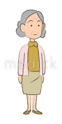 老人女性（右向き）のイラスト