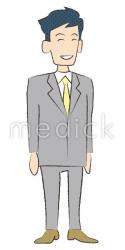 喜ぶ成人男性（右向き）のイラスト