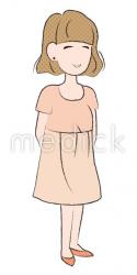 喜ぶ成人女性（右向き）のイラスト