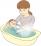 赤ちゃんの沐浴（泣く赤ちゃん）のイラスト