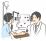 蛍光眼底造影検査のイラスト