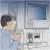 ハンフリー視野計（ボタンを押す）のイラスト