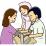 血圧測定をする医師と患者のイラスト
