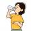 水を飲む女性のイラスト