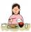 食事をしている女性のイラスト