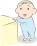 つかまり立ちの赤ちゃんのイラスト