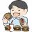大食いをする男性のイラスト