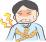 胸をを締め付けられる男性のイラスト