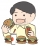 大食いの男性のイラスト