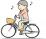 自転車をこぐ女性のイラスト