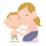 子供に薬を塗る母親のイラスト