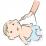赤ちゃんの身体を拭くのイラスト